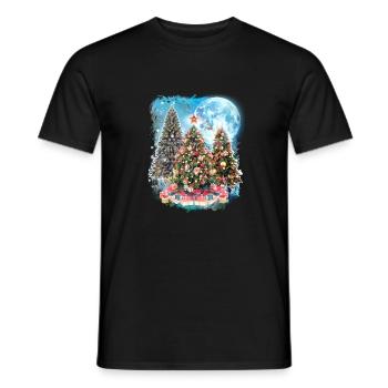 3 Moon Christmas Tree Cool Winter Season Snowman - Men's T-Shirt - black - Front - AI Model Male 178 light (178cm)