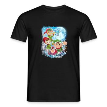 3 Mondelfen Kleiner Weihnachtsmann Lustige Weihnachtszeit - Männer T-Shirt - Schwarz - Vorne - AI Model Male 178 light (178cm)