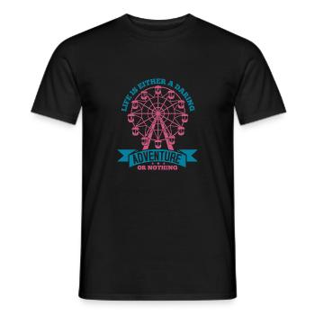 LIFE IS EITHER A DARING ADVENTURE OR NOTHING - Men's T-Shirt - black - Front - AI Model Male 178 light (178cm)
