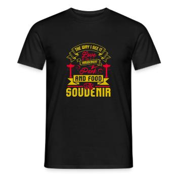 LOVE IS AN AMUSEMENT PARK AND FOOD THE SOUDENIR - Men's T-Shirt - black - Front - AI Model Male 178 light (178cm)