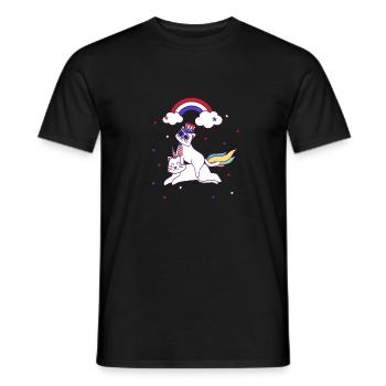 Chat 4 juillet Patriotic Caticorn Licorne Meowica - T-shirt homme - noir - Devant - AI Model Male 178 light (178cm)