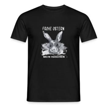 Frohe Ostern Mein Haeschen mit Brille schwarz/weiß - Männer T-Shirt - Schwarz - Vorne - AI Model Male 178 light (178cm)