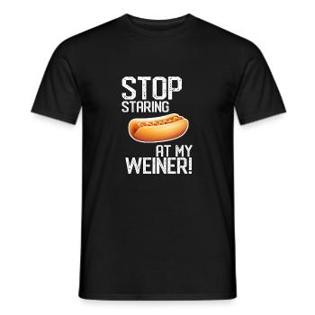 Stop Staring At My Weiner! Cool Hotdog Puppy Lover - Men's T-Shirt - black - Front - AI Model Male 178 light (178cm)