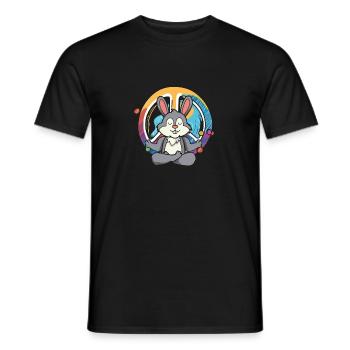 Hippie Hase Friedenszeichen Yoga Cool Hase Lustig - Männer T-Shirt - Schwarz - Vorne - AI Model Male 178 light (178cm)