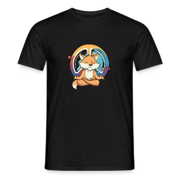 Hippie Fox Peace Sign Yoga Fox Hippies Yoga Pose - T-shirt homme - noir - Devant - AI Model Male 178 light (178cm)