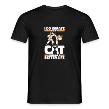 Karate Katze - Männer T-Shirt - Schwarz - Vorne - AI Model Male 178 light (178cm)