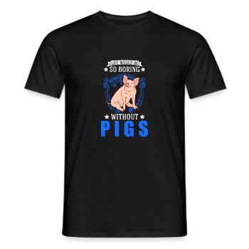 Pig Gift Farmer Pig - Men's T-Shirt - black - Front - AI Model Male 178 light (178cm)