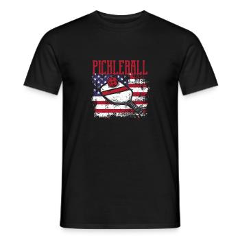 Pickleball USA Flag US Player Paddleball - Men's T-Shirt - black - Front - AI Model Male 178 light (178cm)