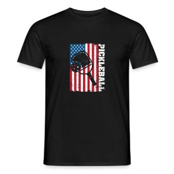 Pickleball USA Flag US Player Paddleball - Men's T-Shirt - black - Front - AI Model Male 178 light (178cm)