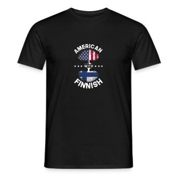 Américain avec arbre du drapeau finlandais des États-Unis - T-shirt homme - noir - Devant - AI Model Male 178 light (178cm)