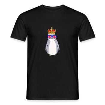 Penguin Queen Elizabeth II British Crown - Men's T-Shirt - black - Front - AI Model Male 178 light (178cm)