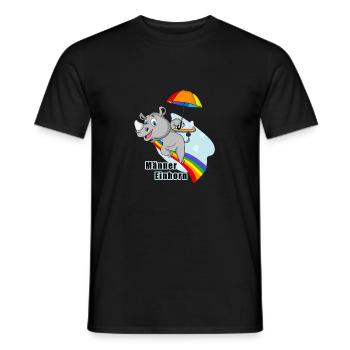 Männer Einhorn auf dem Regenbogen - Männer T-Shirt - Schwarz - Vorne - AI Model Male 178 light (178cm)
