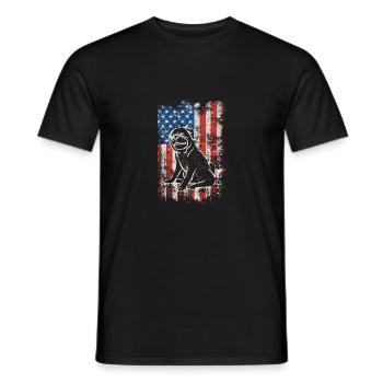 Mops 4. Juli Patriotisch Amerikanische USA Flagge - Männer T-Shirt - Schwarz - Vorne - AI Model Male 178 light (178cm)