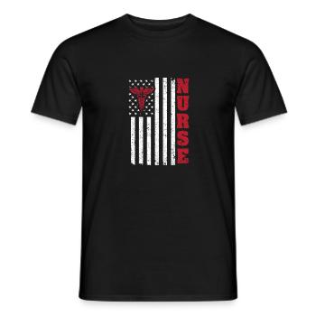 Drapeau patriotique américain enregistré - T-shirt homme - noir - Devant - AI Model Male 178 light (178cm)