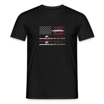 Vintage USA Fish American Flag Fishing - T-shirt homme - noir - Devant - AI Model Male 178 light (178cm)