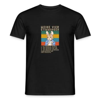 Hase Meine Vier Stimmungen Schlaf Kaffee Spruch - Männer T-Shirt - Schwarz - Vorne - AI Model Male 178 light (178cm)