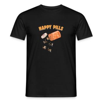 Happy Pills Maine Coon Cat Drôle d’Amant Chaton - T-shirt homme - noir - Devant - AI Model Male 178 light (178cm)