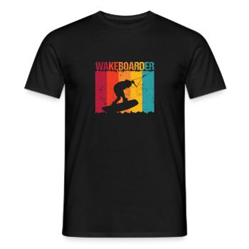 Retro Water Sports Wakeboard Wakeboarding Lovers - Men's T-Shirt - black - Front - AI Model Male 178 light (178cm)