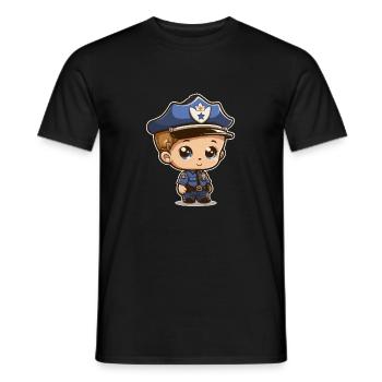 Young policeman - Men's T-Shirt - black - Front - AI Model Male 178 light (178cm)