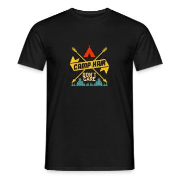 Camp Hair Don’t Care Funny Camping Outdoor Camper - T-shirt homme - noir - Devant - AI Model Male 178 light (178cm)