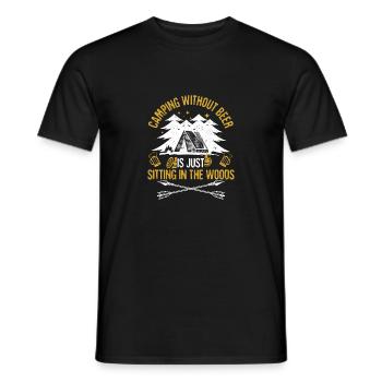 Camper sans bière, c’est juste assis dans la forêt à l’extérieur - T-shirt homme - noir - Devant - AI Model Male 178 light (178cm)