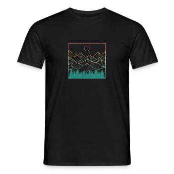 Mountain Geometry Outdoor Retro Camping Hiking - Men's T-Shirt - black - Front - AI Model Male 178 light (178cm)