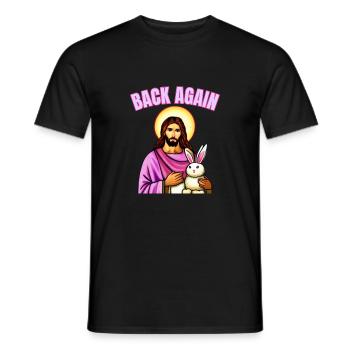 Lapin de Pâques avec œuf de Pâques et Jésus - T-shirt homme - noir - Devant - AI Model Male 178 light (178cm)