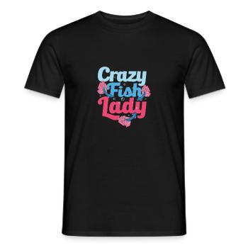 Crazy Fish Lady Aquarium Owner Fish Keeping - Men's T-Shirt - black - Front - AI Model Male 178 light (178cm)