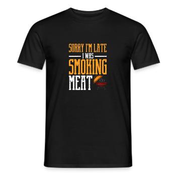 Désolé d’être en retard, je fumais de la viande drôle de fumeur de barbecue - T-shirt homme - noir - Devant - AI Model Male 178 light (178cm)