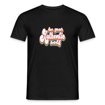 Pride Month LGBTQ - Sei dein authentisches Selbst - Männer T-Shirt - Schwarz - Vorne - AI Model Male 178 light (178cm)