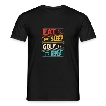 Eat Sleep Golf Repeat Golfing Par Tee - Men's T-Shirt - black - Front - AI Model Male 178 light (178cm)