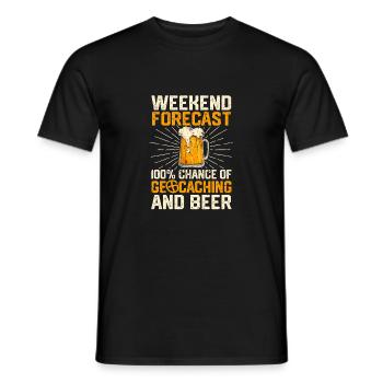 Wochenendvorhersage 100% Chance auf Geocaching - Männer T-Shirt - Schwarz - Vorne - AI Model Male 178 light (178cm)