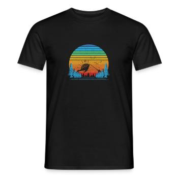 Outdoor Sonnenuntergang Berge Wald Geocaching - Männer T-Shirt - Schwarz - Vorne - AI Model Male 178 light (178cm)