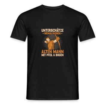 Unterschätze niemals einen Mann mit Pfeil & Bogen - Männer T-Shirt - Schwarz - Vorne - AI Model Male 178 light (178cm)
