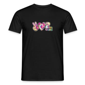 Tie-dye Peace Love Second 2nd Grade Cute School - Men's T-Shirt - black - Front - AI Model Male 178 light (178cm)