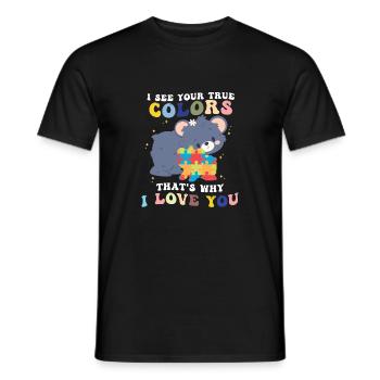 I See Your True Colors I Love You Autism Awareness - Men's T-Shirt - black - Front - AI Model Male 178 light (178cm)