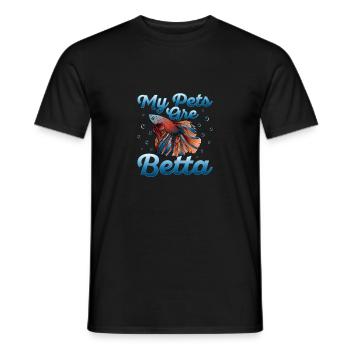 Mes animaux de compagnie sont Betta Aquarium Propriétaire de la pisciculture - T-shirt homme - noir - Devant - AI Model Male 178 light (178cm)