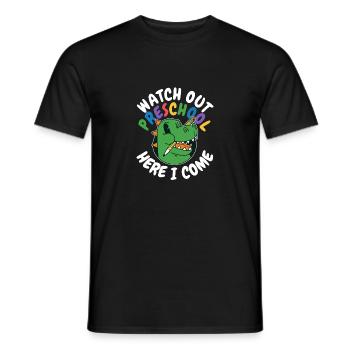 Attention préscolaire, me voilà Dinosaures - T-shirt homme - noir - Devant - AI Model Male 178 light (178cm)