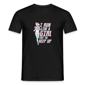 I Run Like A Girl Try To Keep Up Running Marathon - Men's T-Shirt - black - Front - AI Model Male 178 light (178cm)