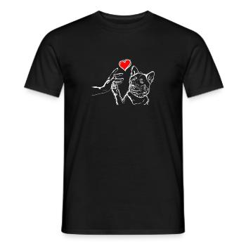 Hund Herz Händchen Halten mit Hund - Männer T-Shirt - Schwarz - Vorne - AI Model Male 178 light (178cm)