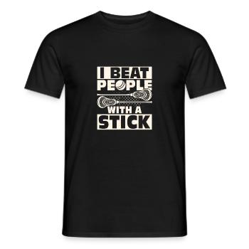 I Beat People With A Stick Lacrosse Player - Men's T-Shirt - black - Front - AI Model Male 178 light (178cm)