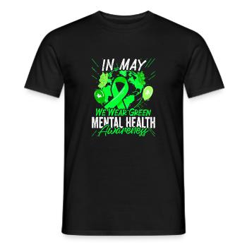 Nous portons un jumelage vert de sensibilisation à la santé mentale - T-shirt homme - noir - Devant - AI Model Male 178 light (178cm)