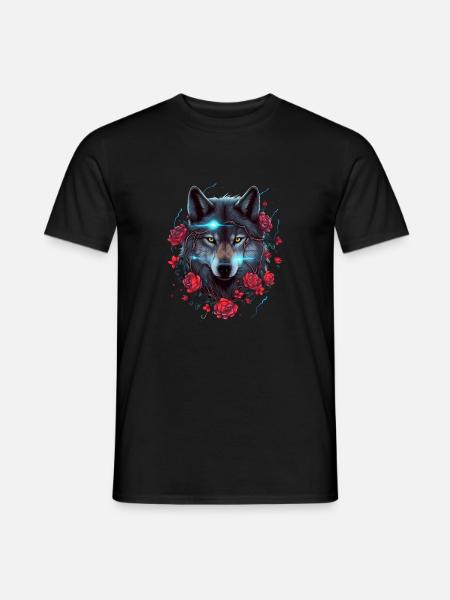 Wolf and Roses Lightning - Men's T-Shirt - black
