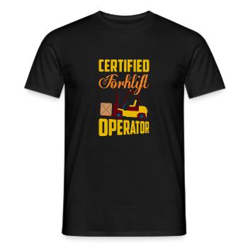 Certified Forklift Operator Lifting Warehouse - Men's T-Shirt - black - Front - AI Model Male 178 light (178cm)