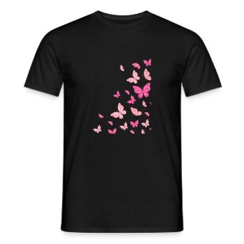 Rosarote Pinke Bunte Schmetterlinge Schmetterling - Männer T-Shirt - Schwarz - Vorne - AI Model Male 178 light (178cm)