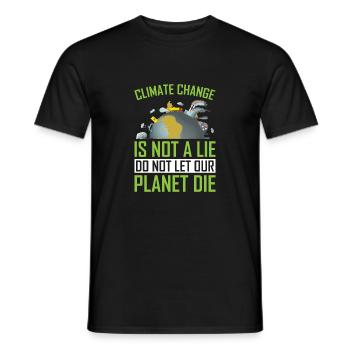Climate Change Is Not a Lie ! - Men's T-Shirt - black - Front - AI Model Male 178 light (178cm)