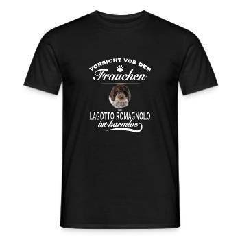 Vorsicht vor dem Frauchen - Lagotto Romagnolo - Männer T-Shirt - Schwarz - Vorne - AI Model Male 178 light (178cm)
