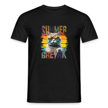 Summerbreak Cool cat with sunglasses in summer - Men's T-Shirt - black - Front - AI Model Male 178 light (178cm)