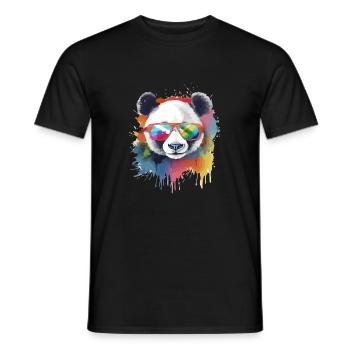 Ikko the bespectacled panda - Men's T-Shirt - black - Front - AI Model Male 178 light (178cm)