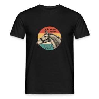 Cheval Drôle Femme Fille Enfant Vie avec un Cheval - T-shirt homme - noir - Devant - AI Model Male 178 light (178cm)